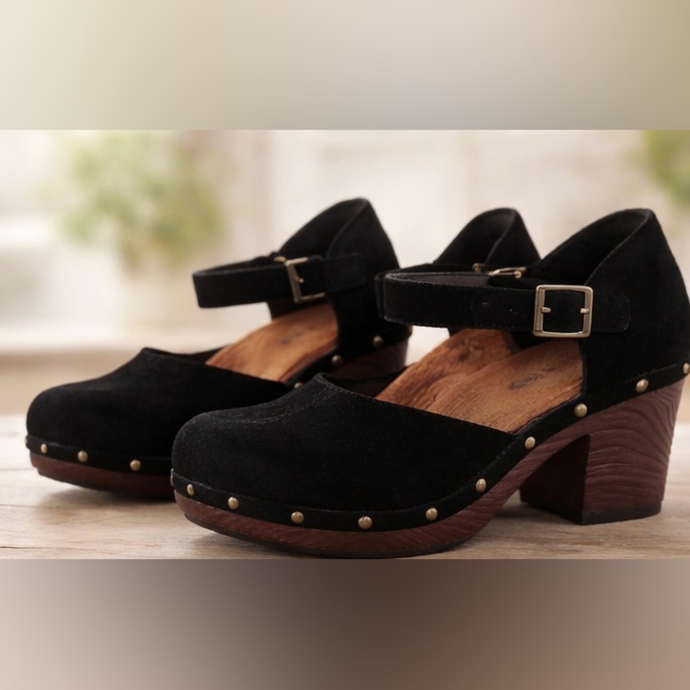 Kork’s Black Suede Clogs